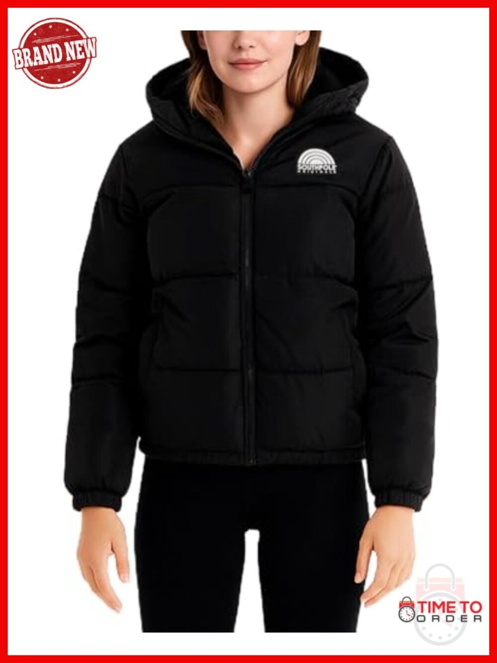 Women's Puffer Jacket with Hood, Water Resistant Quilted Winter Coat - Picture 1 of 6